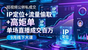 短视频公转私成交9月线下大课，IP定位+流量偷取+高客单，单场直播成交百万-云享网创