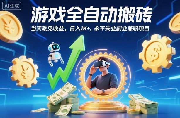 游戏全自动搬砖，当天就见收益，日入1K+，永不失业副业兼职项目【揭秘】-云享网创