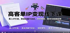 高客单IP变现线下大课：素人IP打造，美业流量方法论，销转模型，脚本与拍摄剪辑-云享网创