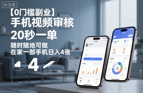 【0门槛副业】手机视频审核，20秒一单，随时随地可做，在家一部手机日入4张【揭秘】-云享网创