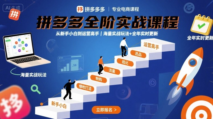 拼多多全阶实战课程，从新手小白到运营高手，海量实战玩法+全年实时更新【2025年10月更新】-云享网创