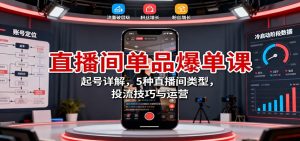 直播间单品爆单课：起号详解，5种直播间类型，投流技巧与运营-云享网创
