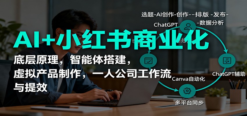 AI+小红书商业化，底层原理，智能体搭建，虚拟产品制作，一人公司工作流与提效-云享网创