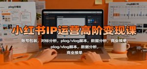 小红书IP运营高阶变现课：账号包装，对标分析，plog/vlog脚本，数据分析，商业接单-云享网创