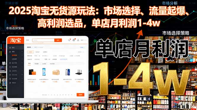 2025淘宝无货源玩法：市场选择、流量起爆、高利润选品，单店月利润1-4w-云享网创