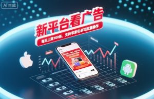 新平台看广告，养好机一条0.3到5米，每天上限100条，支持苹果安卓可批量操作-云享网创