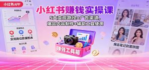 小红书赚钱实操课：5大变现路径+广告渠道，爆品内容制作+辅助工具使用-云享网创