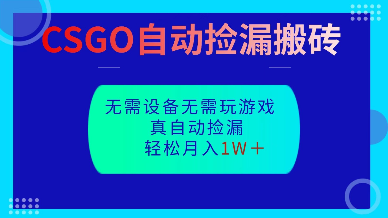 CSGO自动捡漏搬砖，当天操作当天见结果，无需了解游戏，包教包会包落地-云享网创