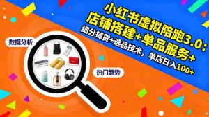 小红书虚拟陪跑3.0：店铺搭建+单品服务+细分铺货+选品技术，单店日入100+-云享网创