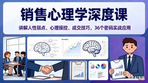 销售心理学深度课，讲解人性弱点、心理操控、成交技巧，36个密码实战应用-云享网创