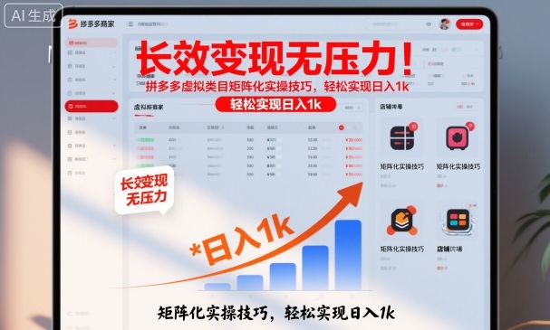 长效变现无压力！拼多多虚拟类目矩阵化实操技巧，轻松实现日入1k【揭秘】-云享网创