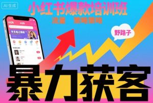 小红书爆款培训班，小红书获客野路子流量打法，暴力持续获客-云享网创