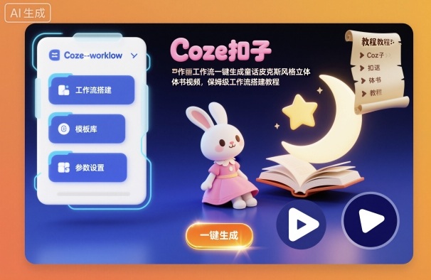 Coze扣子工作流一键生成童话皮克斯风格立体书视频，保姆级工作流搭建教程-云享网创