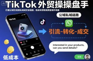 TikTok外贸操盘手，打通公域引流到私域成交全链路，低成本获取高质量海外询盘-云享网创