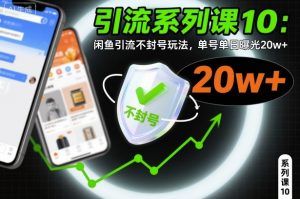 引流系列课10：闲鱼引流不封号玩法，单号单日曝光20w+-云享网创