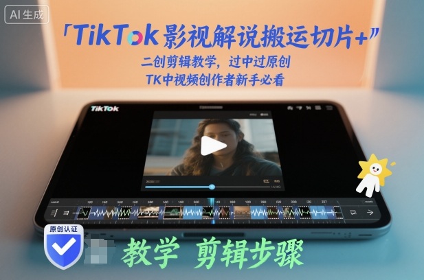 TikTok影视解说搬运切片+二创剪辑教学，过中过原创，TK中视频创作者新手必看-云享网创