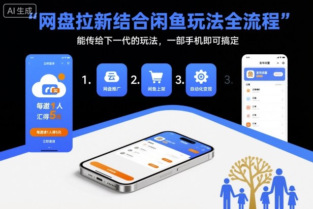 网盘拉新结合闲鱼玩法全流程，能传给下一代的玩法，一部手机即可搞定(附入口渠道以及实操教程)-云享网创