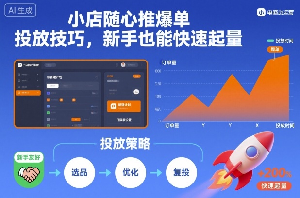 小店随心推爆单投放技巧，新手也能快速起量-云享网创