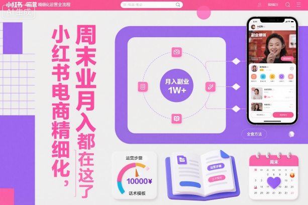 小红书电商精细化运营全流程，周末副业月入1W+，全套方法都在这了-云享网创