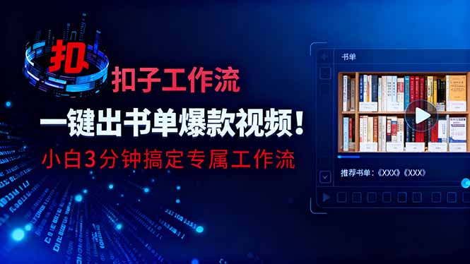 利用扣子工作流一键生成书单爆款视频，小白三分钟搞定专属工作流-云享网创