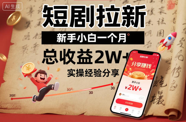 短剧拉新新手小白一个月总收益2W+实操经验分享-云享网创