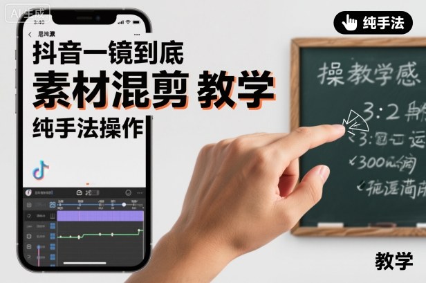 抖音一镜到底素材混剪教学，纯手法操作-云享网创