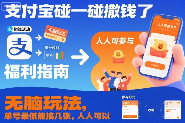 支付宝碰一碰撒钱了，无脑玩法，单号最低能搞几张，人人可以撸【揭秘】-云享网创
