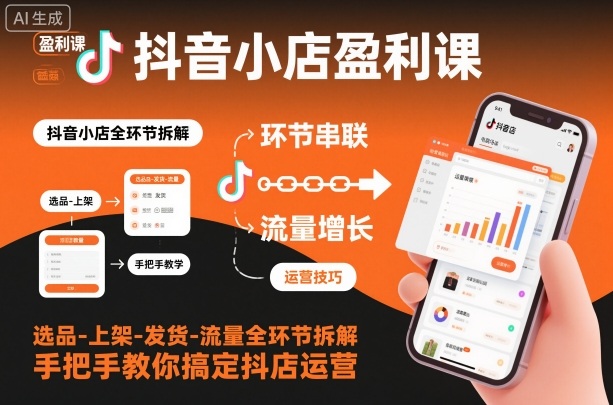 抖音小店盈利课-选品-上架-发货-流量全环节拆解，手把手教你搞定抖店运营-云享网创