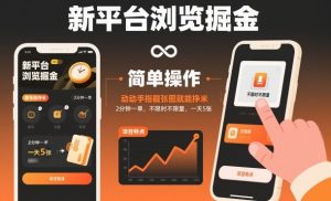 新平台浏览掘金，动动手指截张图就能挣米，2分钟一单，不限时不限量，一天5张【揭秘】-云享网创