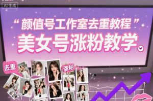 颜值号工作室去重教程，美女号涨粉教学-云享网创