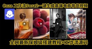 coze智能体sora2一键生成电商带货高端视频工作流保姆级拆解教程，无需剪辑，无需拍摄-云享网创