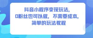 抖音小程序变现玩法，0粉丝也可以做，不需要成本，简单的玩法教程-云享网创