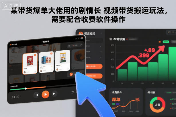 某带货爆单大佬用的剧情长视频带货搬运玩法，需要配合收费软件操作-云享网创