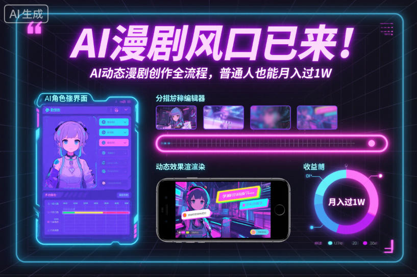 AI漫剧风口已来！AI动态漫剧创作全流程，普通人也能月入过1W-云享网创