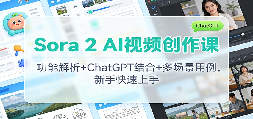 Sora 2 AI视频创作课：功能解析+ChatGPT结合+多场景用例，新手快速上手-云享网创