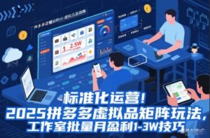 标准化运营!2025拼多多虚拟品矩阵玩法,工作室批量月盈利1-3W技巧【揭秘】-云享网创
