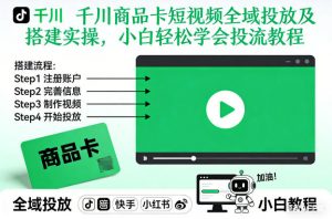 千川商品卡短视频全域投放及搭建实操，小白轻松学会投流教程-云享网创