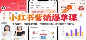 小红书营销爆单课：平台规则、内容模型搭建、投流数据分析，转化率提升500%-云享网创