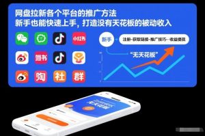 网盘拉新各个平台的推广方法，新手也能快速上手，打造没有天花板的被动收入-云享网创