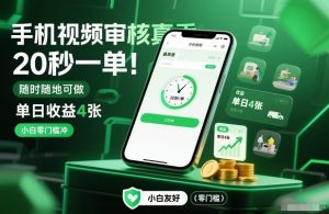 手机视频审核真香！20秒一单，随时随地可做，单日收益4张，小白零门槛冲【揭秘】-云享网创