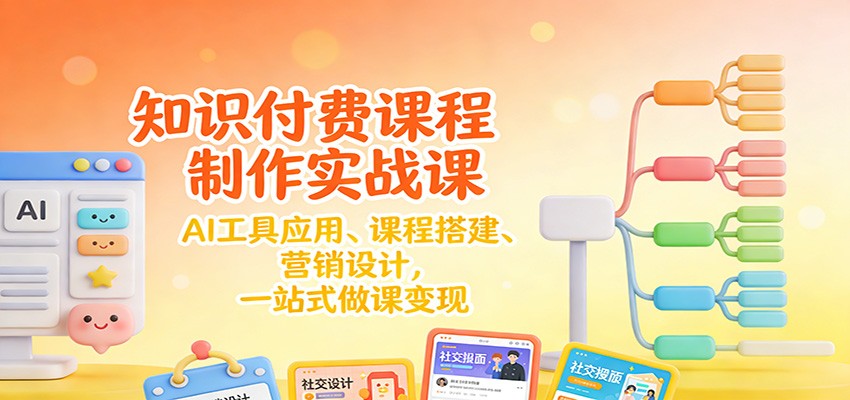 知识付费课程制作实战课：AI工具应用 、课程搭建、营销设计，一站式做课变现-云享网创