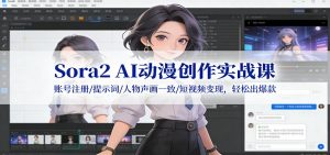 Sora2 AI动漫创作实战课：账号注册/提示词/人物声画一致/短视频变现，轻松出爆款-云享网创