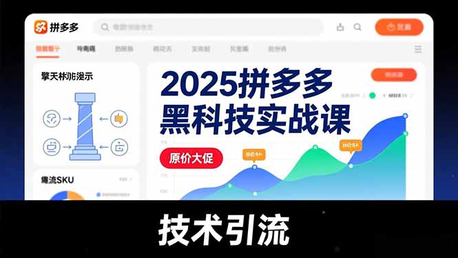 2025拼多多黑科技实战课，擎天柱玩法、爆流SKU、原价大促，技术引流，单店日销轻松破千单-云享网创