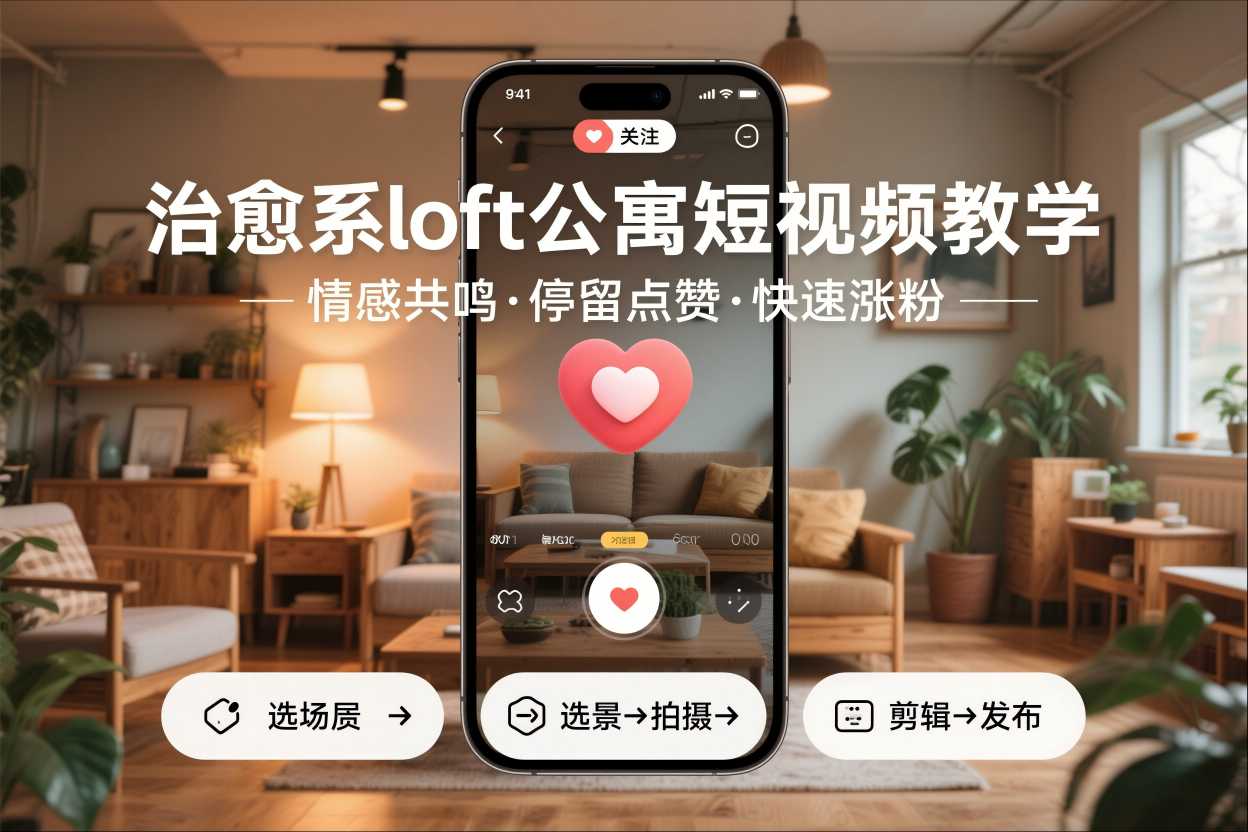 治愈系loft公寓短视频制作教学，情感共鸣引停留点赞关注，快速起号涨粉-云享网创