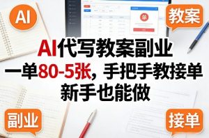 AI代写教案副业，一单80-5张，手把手教接单，新手也能做-云享网创