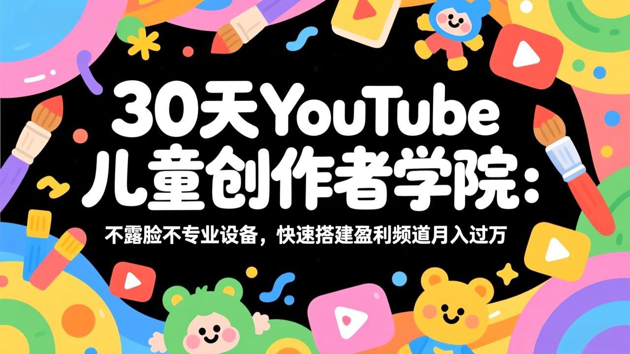 30天YouTube儿童创作者学院：不露脸不专业设备，快速搭建盈利频道月入过万-云享网创