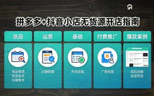 拼多多+抖音小店无货源开店，包括：选品、运营、基础、付费推广、爆款案例等(更新26年3月)-云享网创