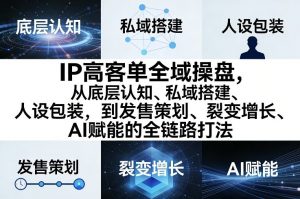 IP高客单全域操盘，从底层认知、私域搭建、人设包装，到发售策划、裂变增长、AI赋能的全链路打法-云享网创