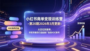 小红书商单变现训练营-第20期26年3月更新：从定位到接单，手把手教你打造能接广告的KOC账号-云享网创