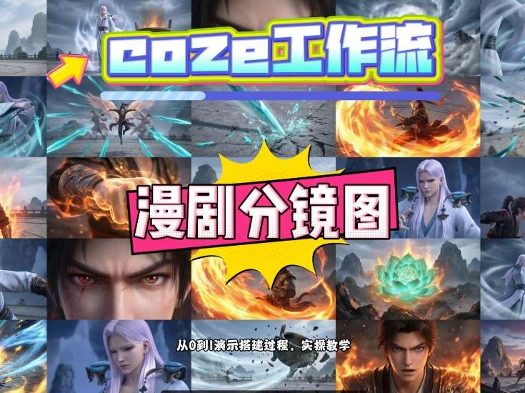 通过Coze工作流，制作《动漫分镜图》，两分钟制作完成25宫格分镜图，从0到1演示搭建过程，实操教学-云享网创